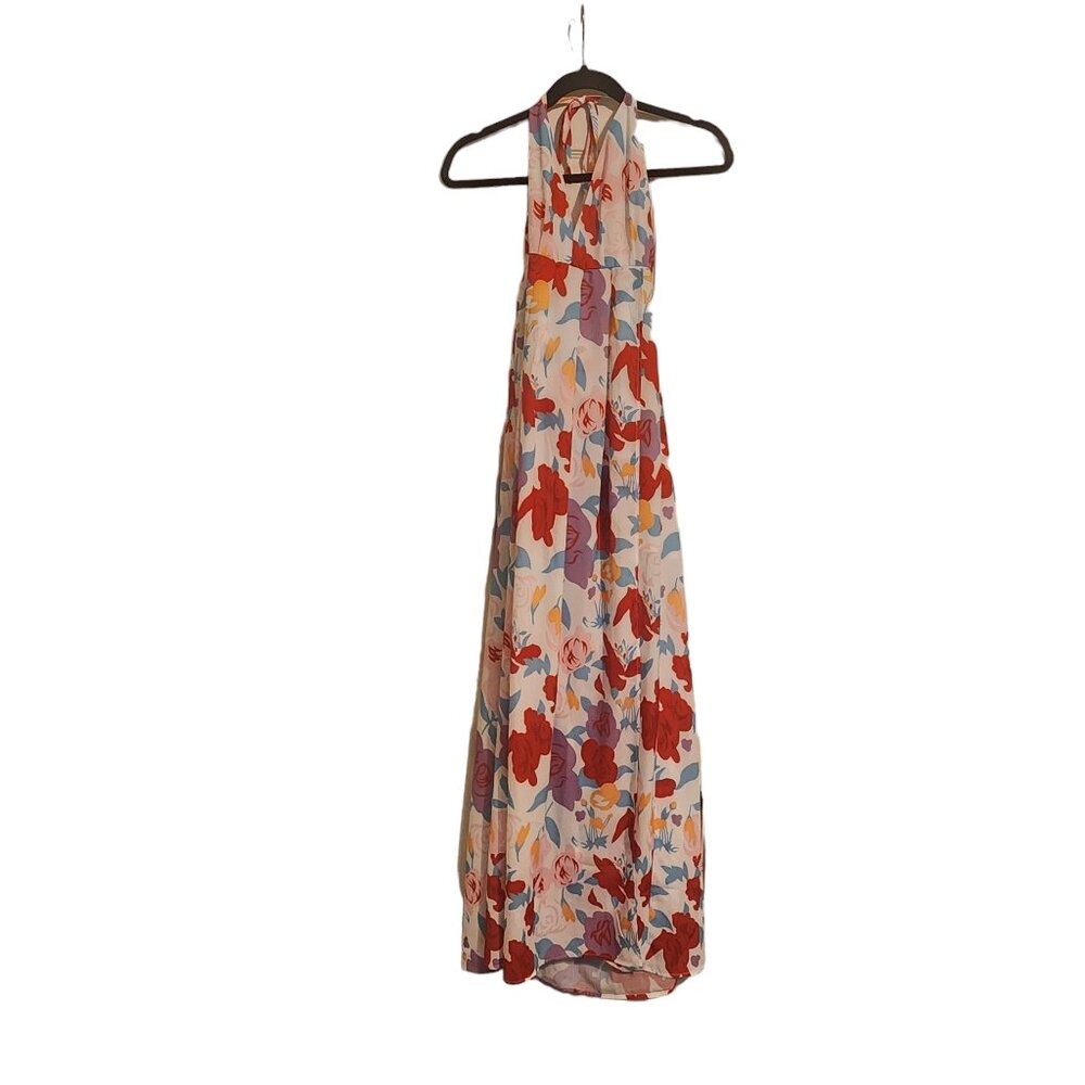 Beautiful FFLMYUHULIU Floral Halter Maxi Dress With Side Slit Size S